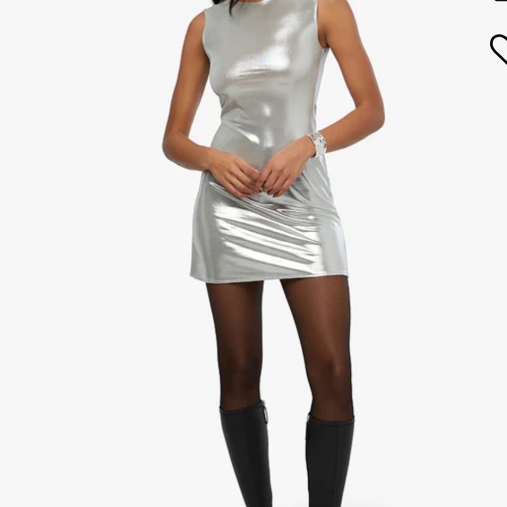 WeWoreWhat Silver Muscle Tank Mini Dress